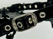 LE CAGOLE SMALL SHOULDER BAG 26 WITH RHINESTONES IN BLACK ARENA LAMBSKIN SILVER HARDWARE