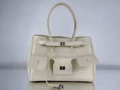 BEL AIR CARRY ALL BAG 29 IN WHITE NAPPA LAMBSKIN SILVER HARDWARE