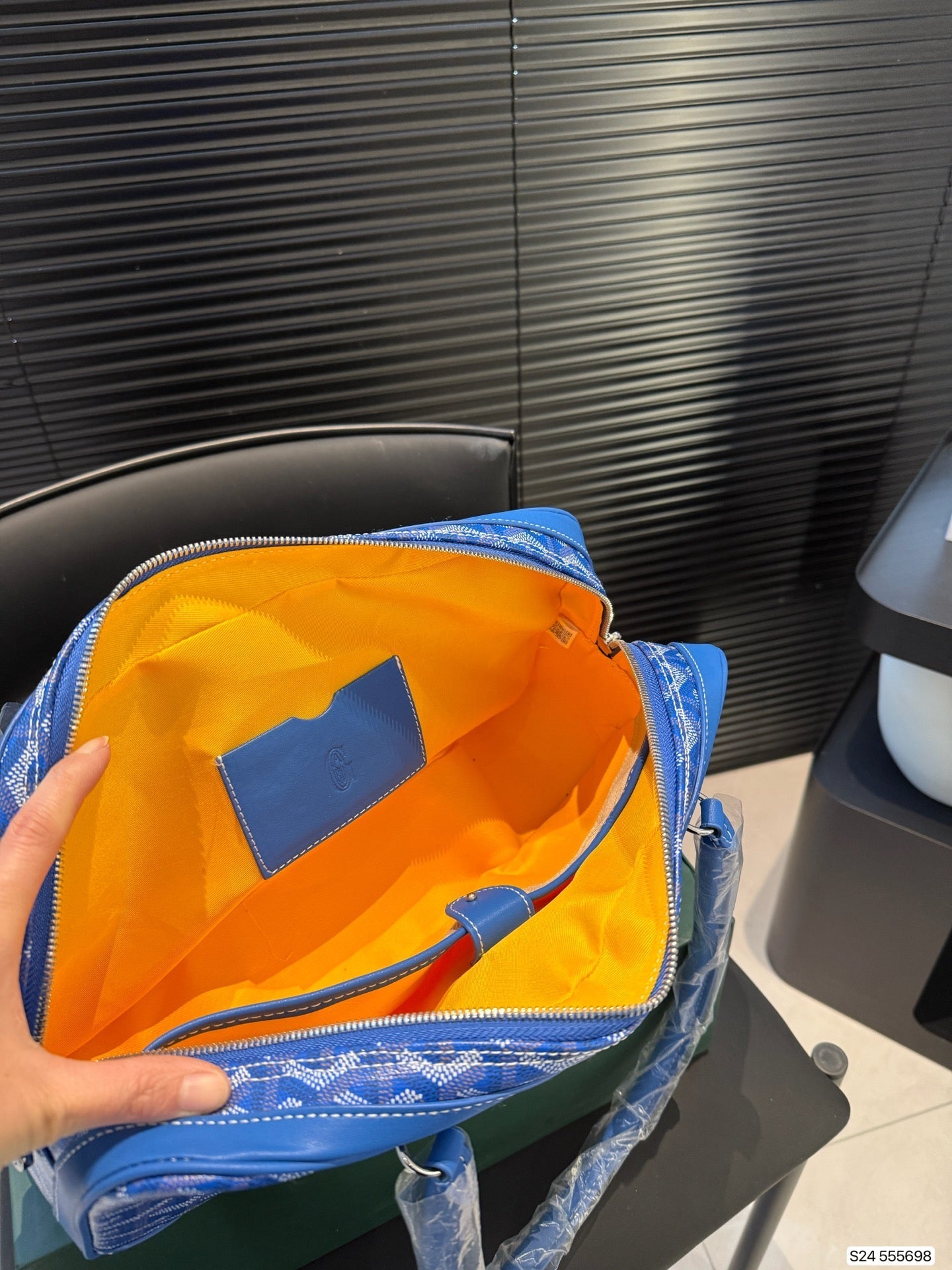 SAINT MARTIN BAG 35 IN BLUE GOYARDINE CANVAS AND CALFSKIN