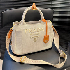 SMALL HANDBAG 22 IN BEIGE MIX BROWN LINEN BLEND