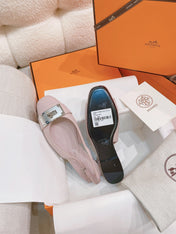 HM 26S INNOCENTE SLINGBACK IN LIGHT PINK CALFSKIN SILVER HARDWARE