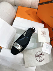 HM 26S INNOCENTE SLINGBACK IN BLACK SUEDE SILVER HARDWARE