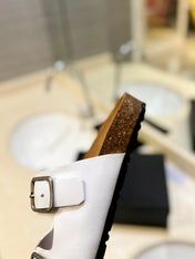 SL Flat Sandal Women Brown Seude White Calfskin