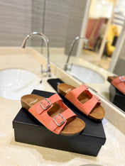 SL Flat Sandal Women Brown Pink Seude