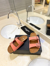 SL Flat Sandal Women Brown Pink Seude