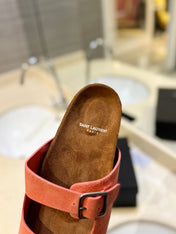 SL Flat Sandal Women Brown Pink Seude