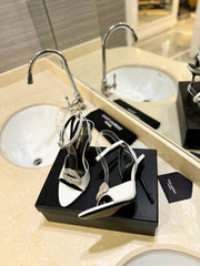 SL AYERS SNAKE CRYSTAL SANDAL WHITE CALFSKIN