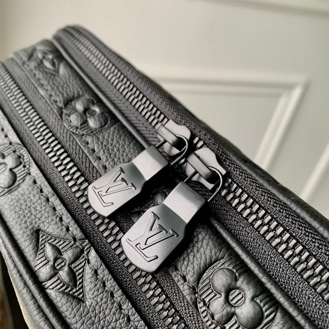 ALPHA NANO BAG 24 IN BLACK MONOGRAM SHADOW EMBOSSED COWHIDE