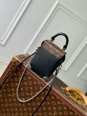 CAMERA BOX VIVE BAG 17 IN BLACK MONOGRAM CALFSKIN SILVER-TONE METALLIC