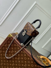 CAMERA BOX VIVE BAG 17 IN BLACK MONOGRAM CALFSKIN SILVER-TONE METALLIC