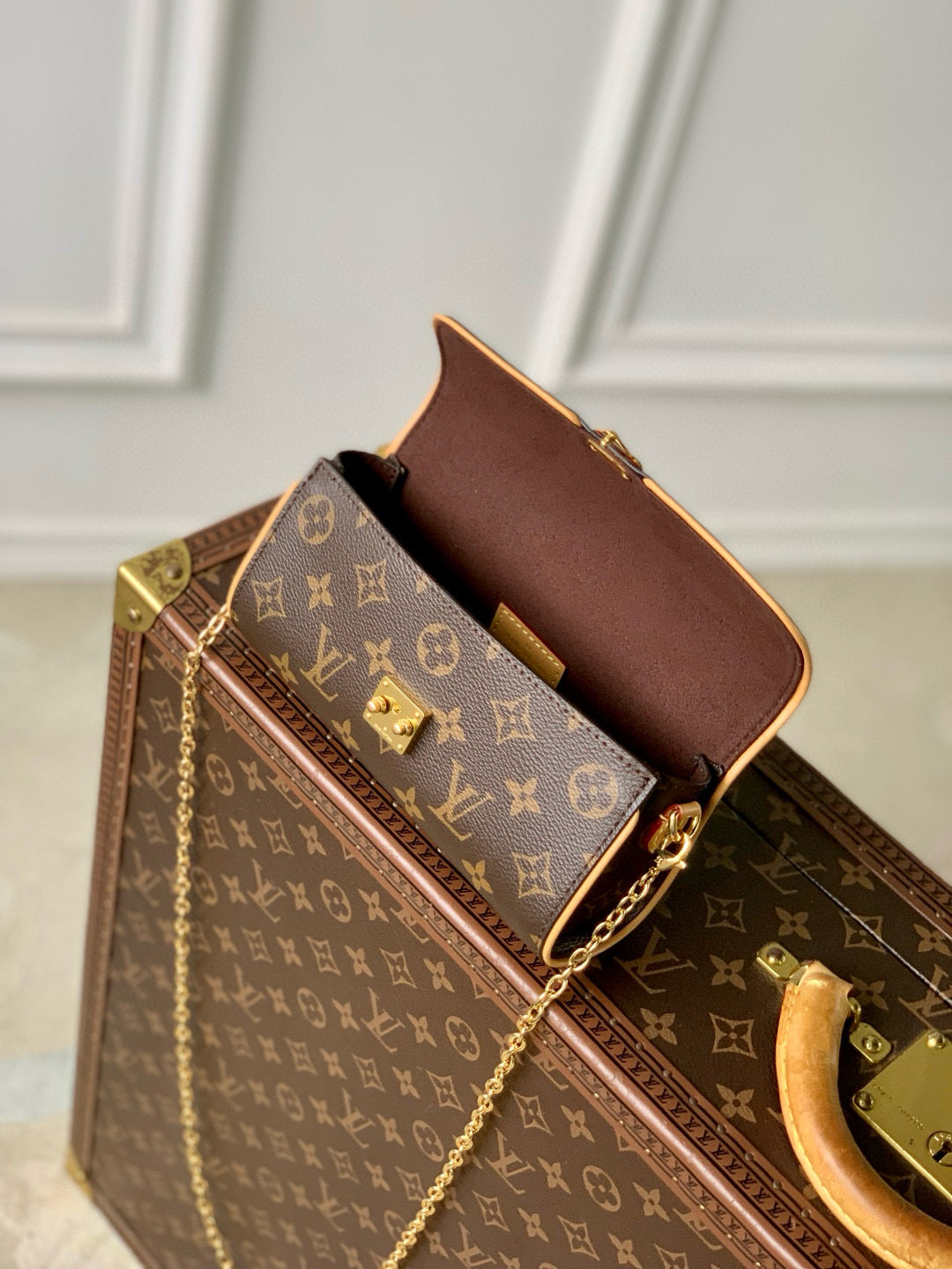 POCHETTE CAMILLE BAG 20 IN BROWN MONOGRAM COATED CANVAS