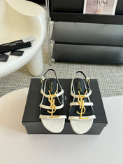 SL CASSANDRA TRIPLE SANDAL FLAT WHITE CALFSKIN