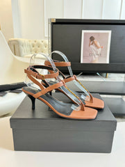 SL CASSANDRA MID-HEEL SANDAL CIDER CALFSKIN