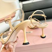 High Heels With Bows Butter Color Glossy Leather