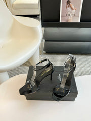 SL SQUARE-TOED HIGH HEELS BLACK CALFSKIN