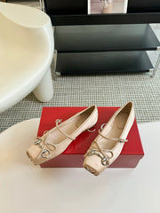 GG BALLET FLAT CREAM SILK