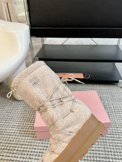 SNOW LONG BOOTS IN COSMIC LATTE SHEARLING