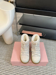 SNOW ANKLE BOOTS IN COSMIC LATTE WRINKLED NYLON