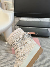 SNOW ANKLE BOOTS IN COSMIC LATTE WRINKLED NYLON