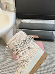 SNOW ANKLE BOOTS IN COSMIC LATTE WRINKLED NYLON