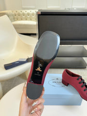 LACE-UP HIGH SHOES IN VERMILLION RED CANVAS