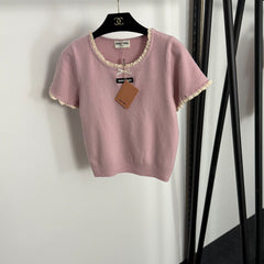 MIUMIU SHORT-SLEEVE KNIT TOP STYLE 383