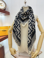 FF PONCHO 140 CM SCRAF IN BLACK MONOGRAM SILK CASHMERE