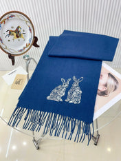 HARE WOOL CASHMERE SCARF 180 CM COBALT BLUE 376428