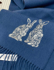 HARE WOOL CASHMERE SCARF 180 CM COBALT BLUE 376428