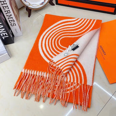 SCARF 180 CM IN FIRE ORANGE MIX WHITE CASHMERE