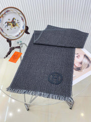 GRANITE MUFFLER 180 CM SCARF IN MARINE MIX BLEU MOYEN CASHMERE