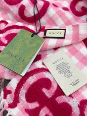 SCARF 220 CM IN BRIGHT PINK MIX WHITE WOOL 401164