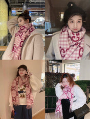 SCARF 220 CM IN BRIGHT PINK MIX WHITE WOOL 401164