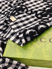 SCARF 220 CM IN BLACK MIX WHITE WOOL 401165