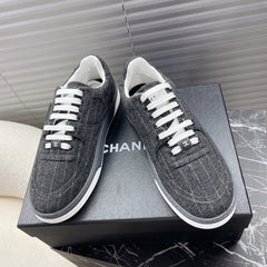 TRAINER SHOES IN MOUSE GRAY WOOL FABRIC