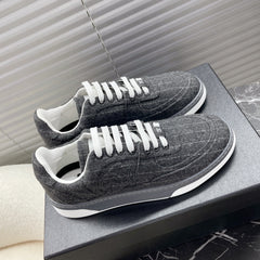 TRAINER SHOES IN MOUSE GRAY WOOL FABRIC