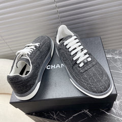 TRAINER SHOES IN MOUSE GRAY WOOL FABRIC