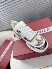 VIV' ON THE RUN SNEAKERS IN GOLD PINK PATENT CALFSKIN AND WHITE FABRIC