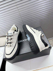 CHANEL 25S SNEAKERS 35MM IN WHITE CALFSKIN
