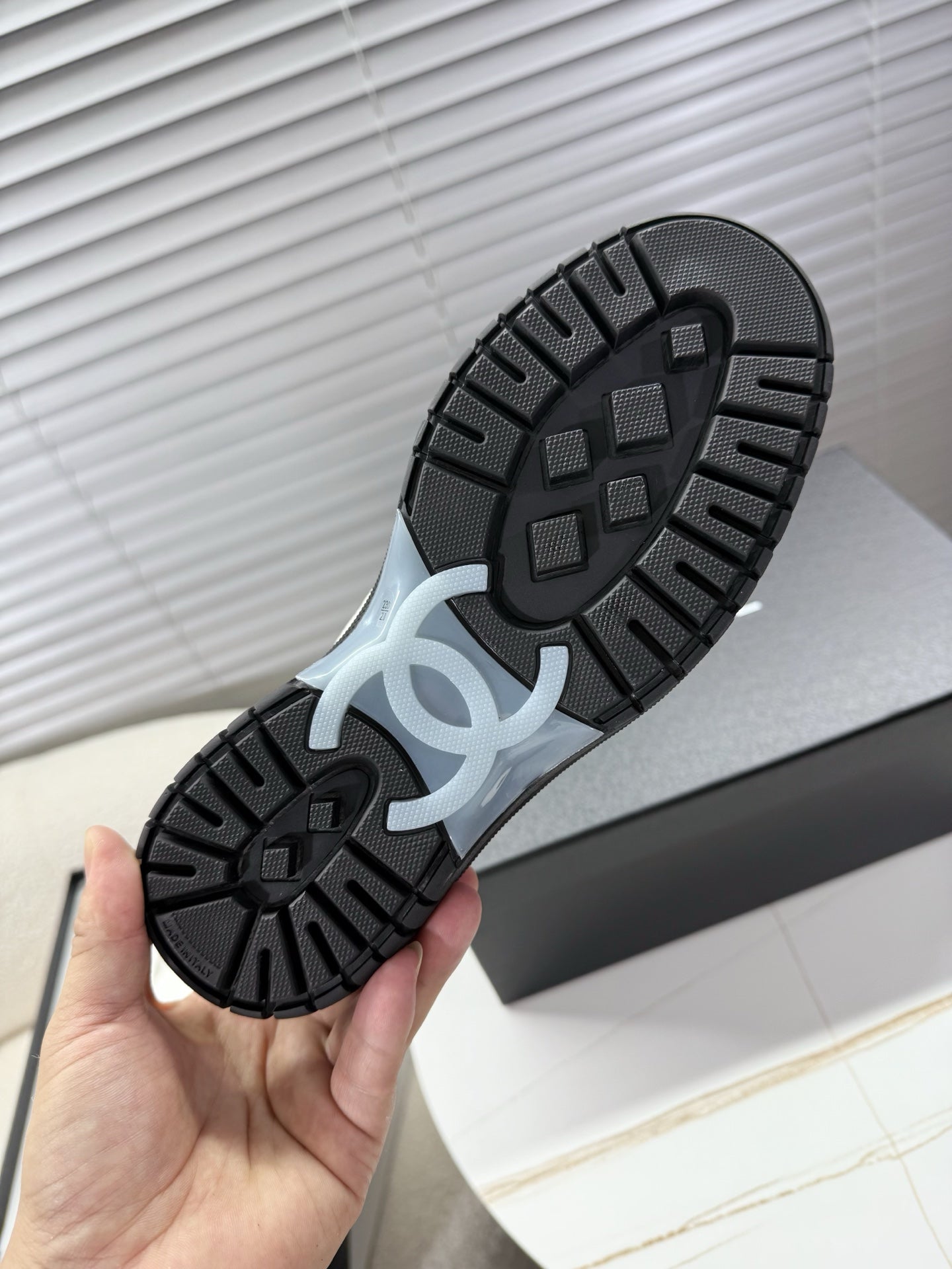 CHANEL 25S SNEAKERS 35MM IN BLACK AND WHITE CALFSKIN