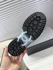 CHANEL 25S SNEAKERS 35MM IN BLACK AND WHITE CALFSKIN