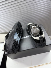 CHANEL 25S SNEAKERS 35MM IN BLACK AND WHITE CALFSKIN