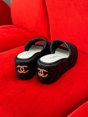 CC WEDGE HEELS BLACK LAMBSKIN