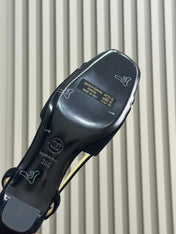 SLINGBACKS IN BLACK SUEDE AND GOLDEN LAMBSKIN
