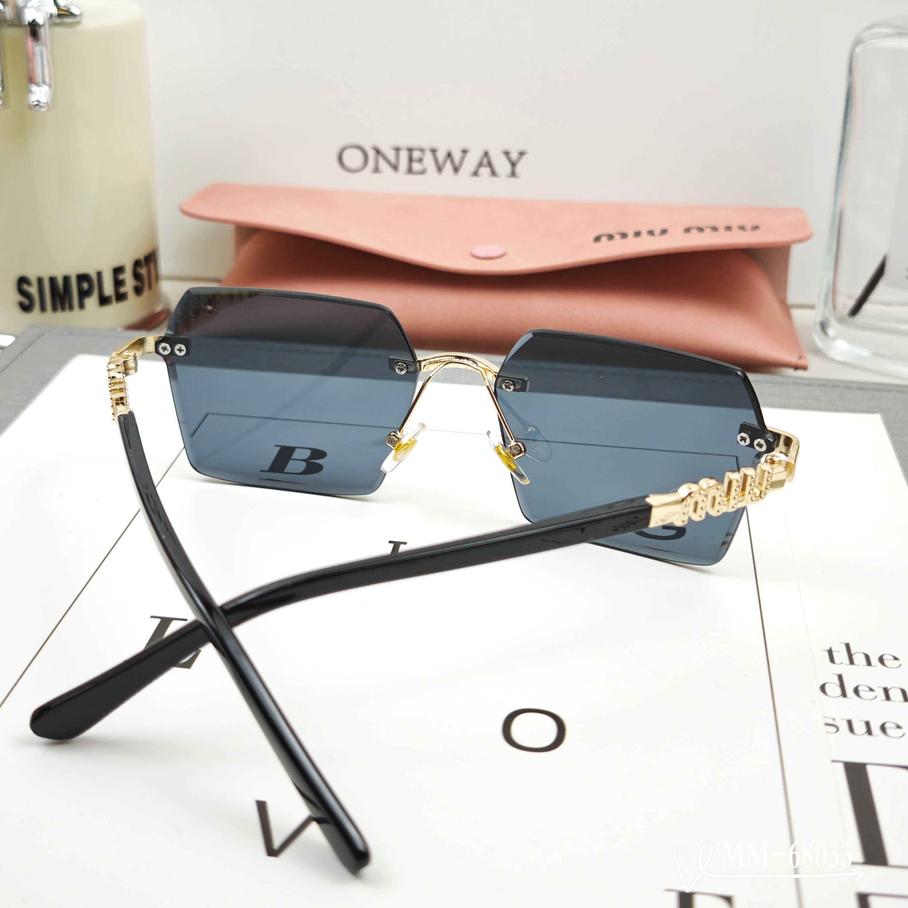 LOGO SQUARE SUNGLASSES 68033 IN METAL