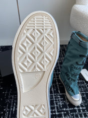 HIGH BOOTS IN SAPPHIRE BLUE CANVAS