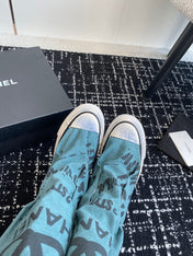 HIGH BOOTS IN SAPPHIRE BLUE CANVAS