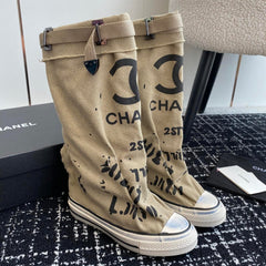 HIGH BOOTS IN TORTILLA BROWN CANVAS