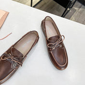 Lace-up Retro Loafers Walnut Color Cowhide