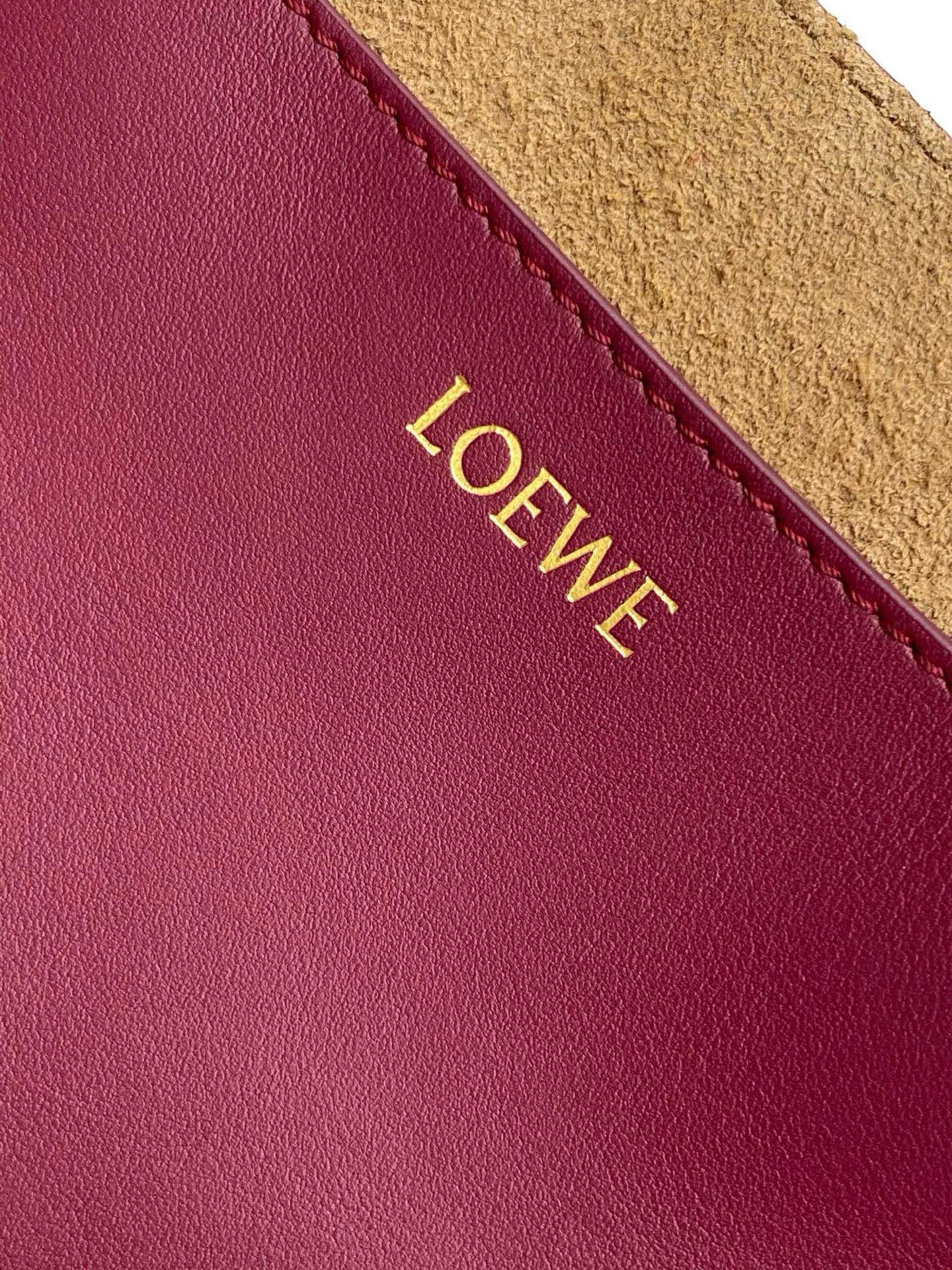 LOEWE 25S PUZZLE FOLD BAG 31 IN BURGUNDY SHINY CALFSKIN